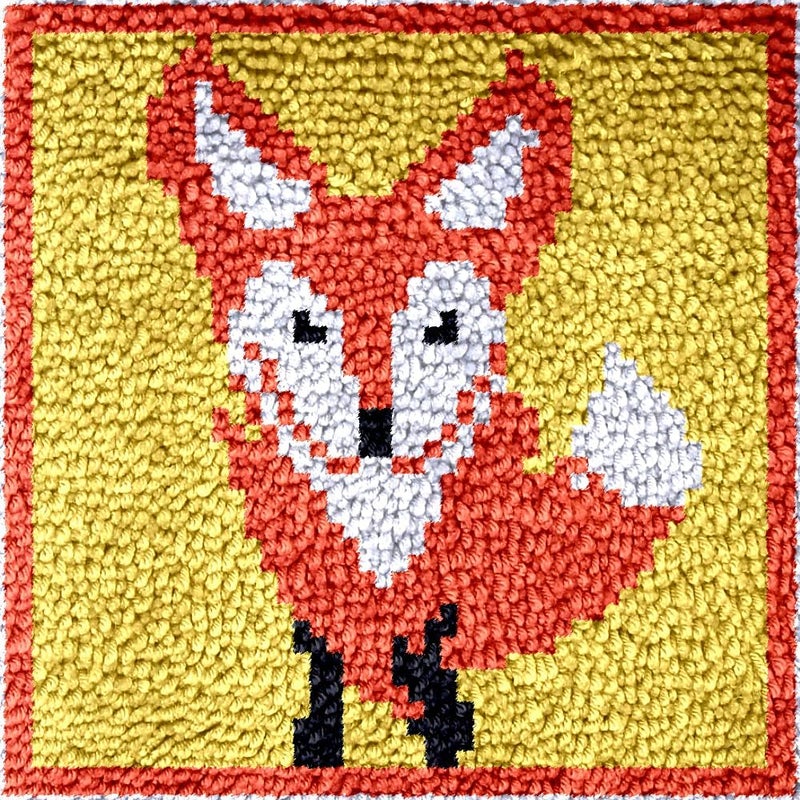 Numptain Latch Hook Kits for Adults,DIY Rug Crafts Fox Pattern Color Printed Canvas,Latch Hook Kits for Beginners Handmade Needlework Crafts Home Decoration,12"x12" - Image 1